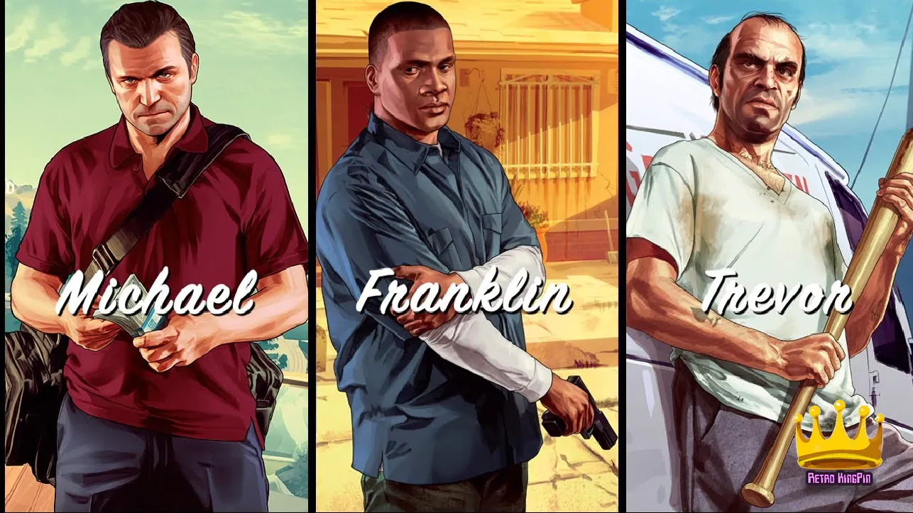 Most Popular Video Game Characters Michael, Franklin, and Trevor